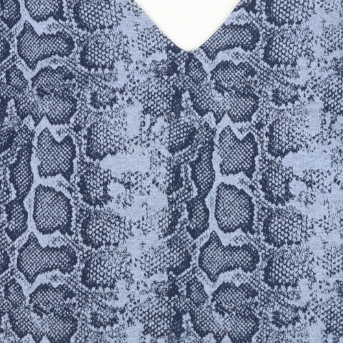 NEXT Womens Blue V-Neck Animal Print Polyester Pullover Jumper Size 12
