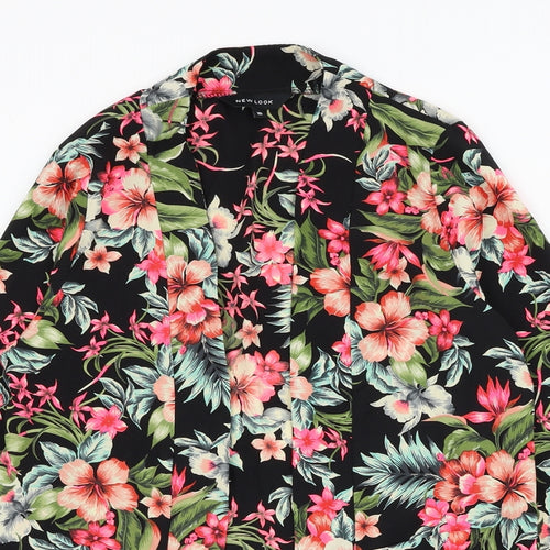 New Look Womens Black Floral  Jacket Blazer Size 10