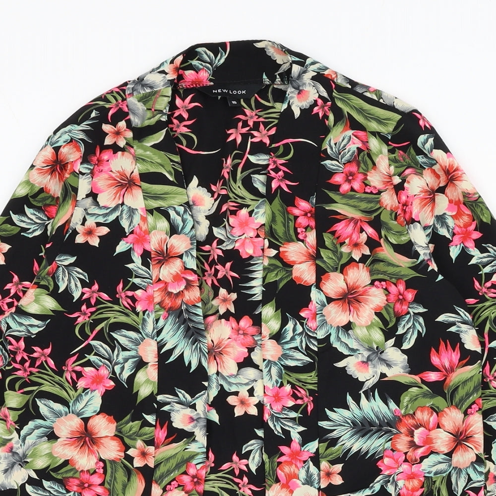 New Look Womens Black Floral  Jacket Blazer Size 10