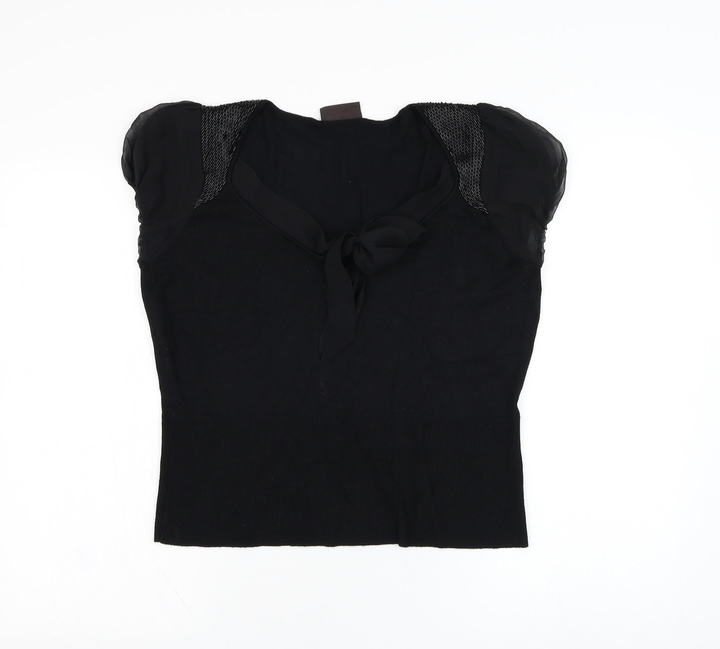 Principles Womens Black  Viscose Basic Blouse Size 16 V-Neck