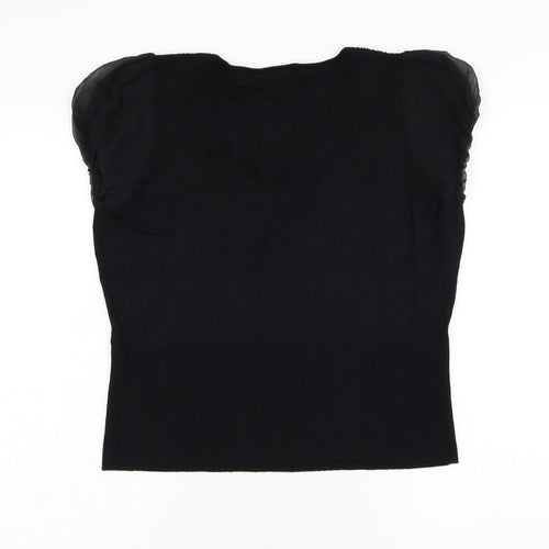 Principles Womens Black  Viscose Basic Blouse Size 16 V-Neck