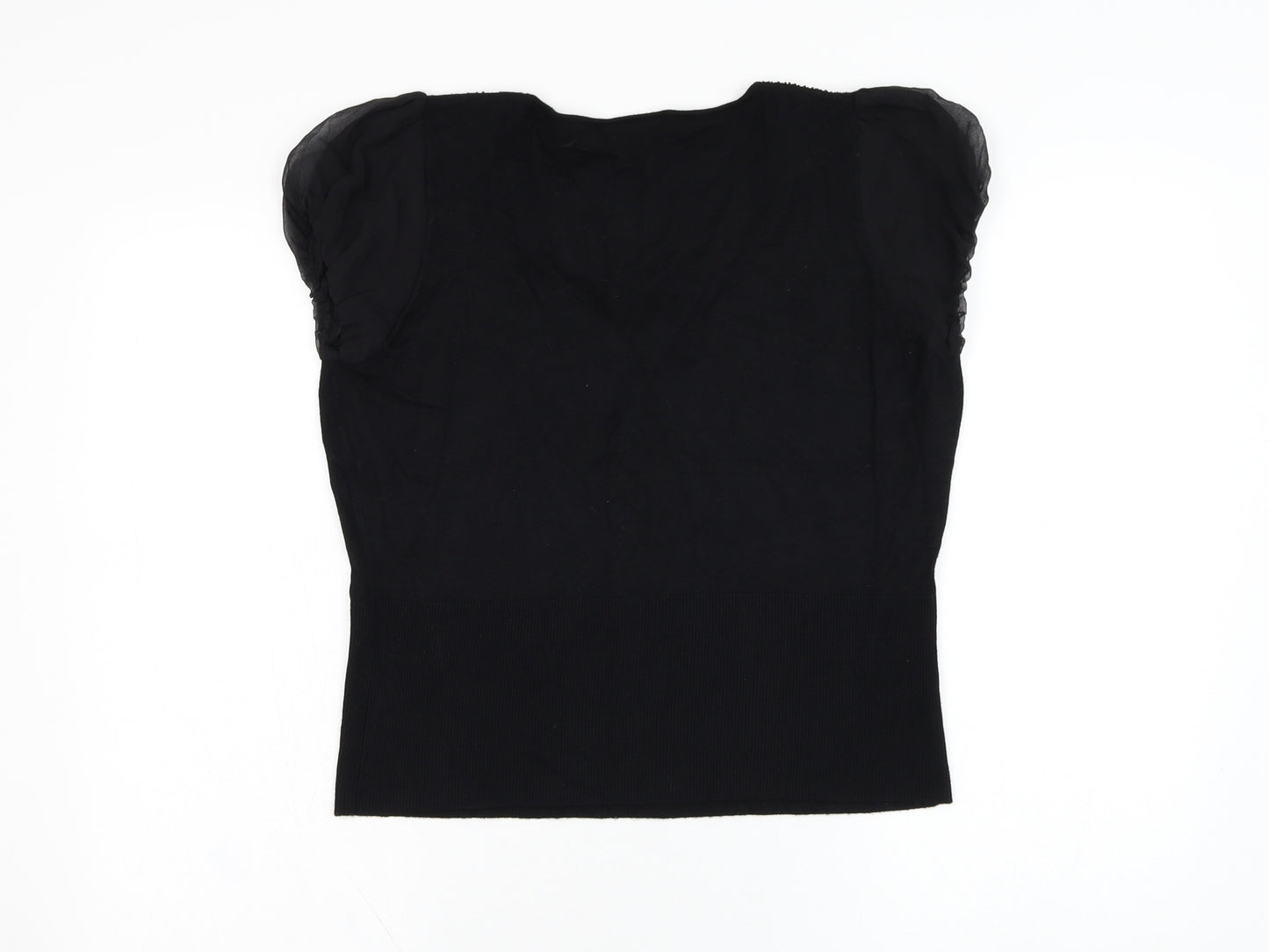 Principles Womens Black  Viscose Basic Blouse Size 16 V-Neck