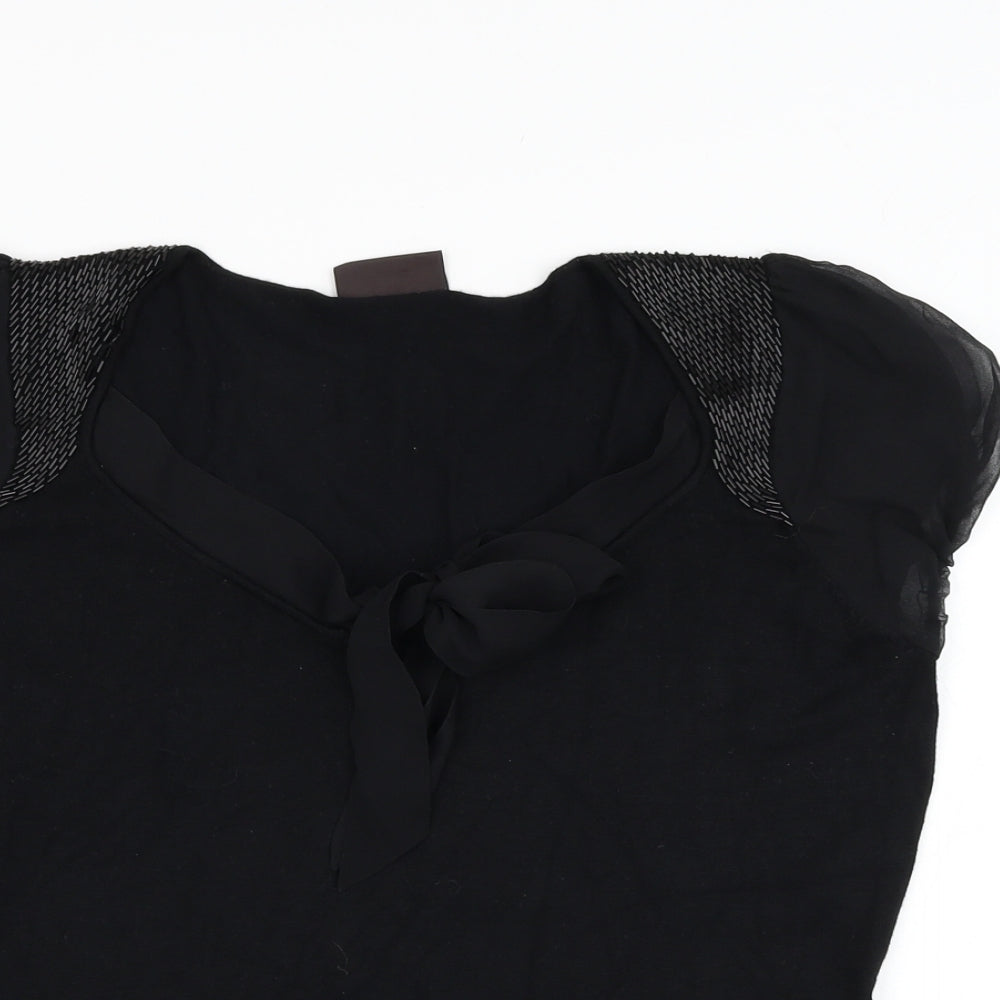 Principles Womens Black  Viscose Basic Blouse Size 16 V-Neck