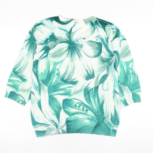 Preworn Womens White Round Neck Floral Viscose Pullover Jumper Size M