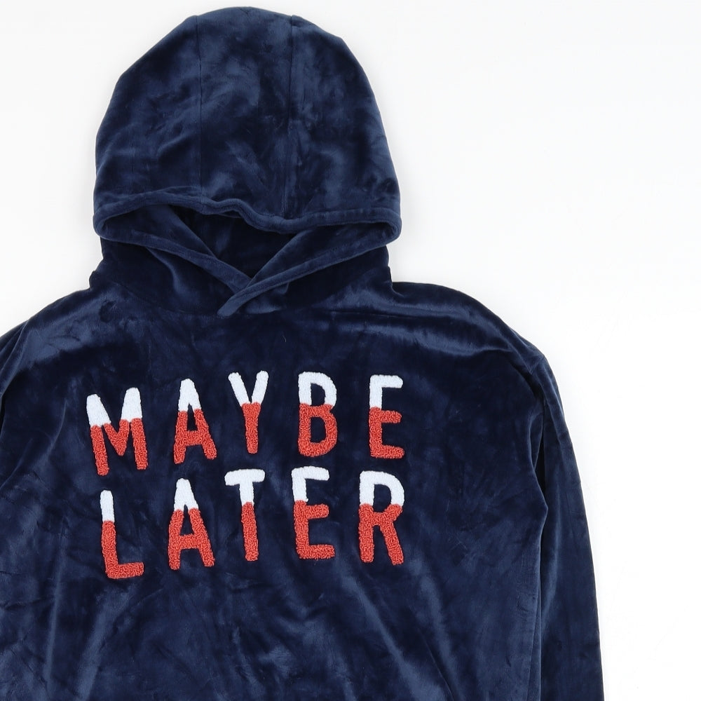 Marks and Spencer Womens Blue  Polyester Pullover Hoodie Size 16  Pullover - Maybe Later, Loungewear