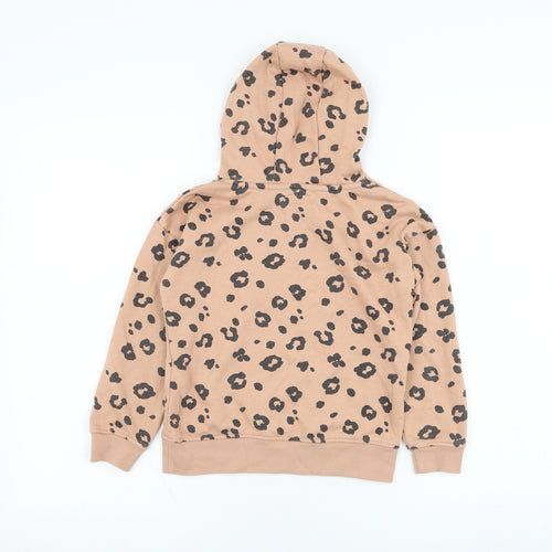 Primark Girls Brown Animal Print Cotton Pullover Hoodie Size 6-7 Years  Pullover - Slogan