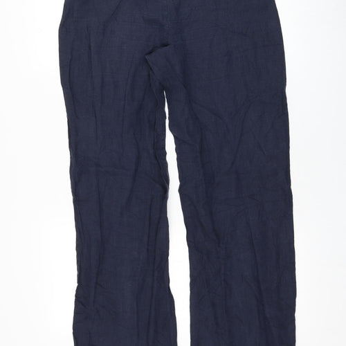 Zara Womens Blue  Linen Trousers  Size S L30 in Regular Zip