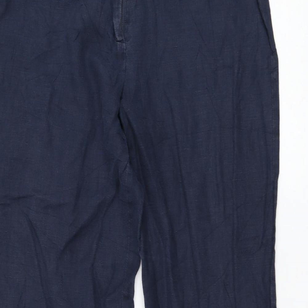 Zara Womens Blue  Linen Trousers  Size S L30 in Regular Zip