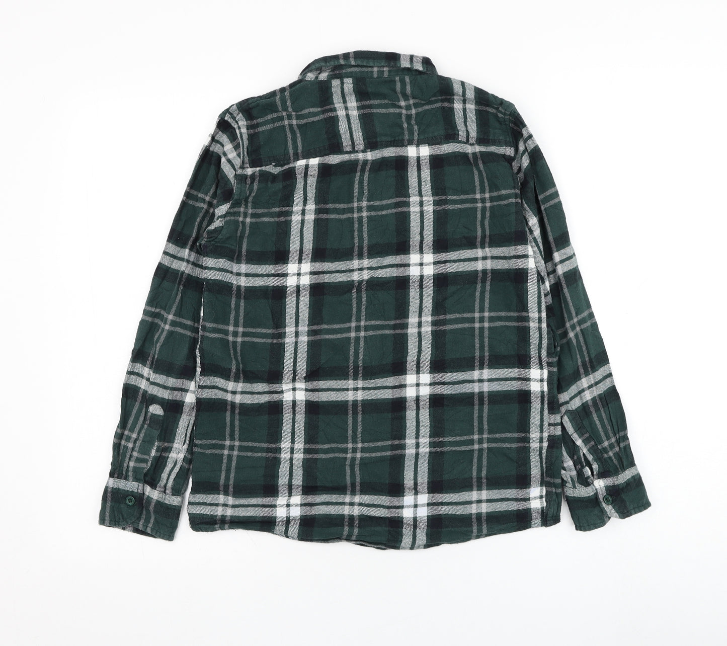 Threadboys Boys Green Check Cotton Basic Button-Up Size 13 Years Collared Button