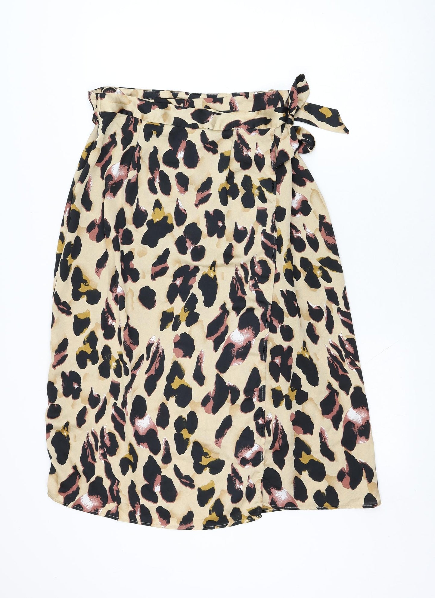 NaaNaa Womens Brown Animal Print Polyester Wrap Skirt Size 12   Tie