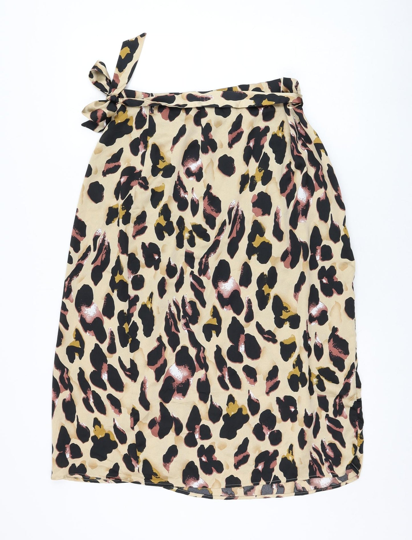 NaaNaa Womens Brown Animal Print Polyester Wrap Skirt Size 12   Tie