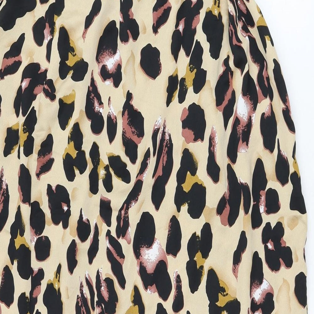 NaaNaa Womens Brown Animal Print Polyester Wrap Skirt Size 12   Tie