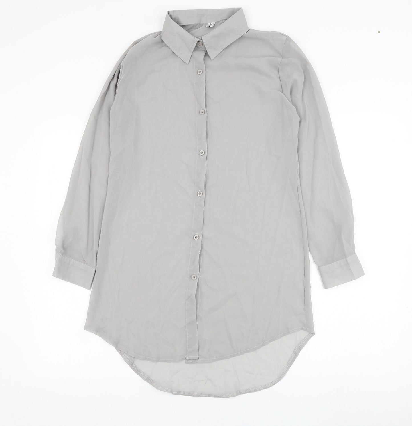 Fashion Apparel Womens Grey  Polyester Basic Button-Up Size M Collared