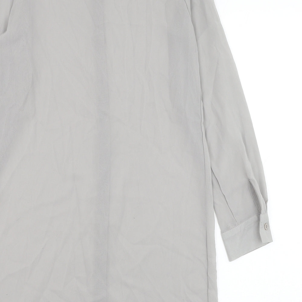 Fashion Apparel Womens Grey  Polyester Basic Button-Up Size M Collared