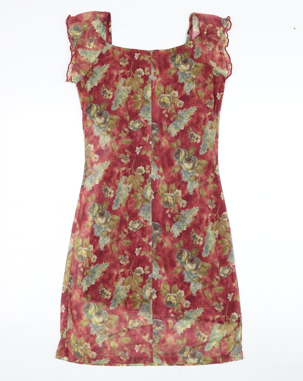 Twik Womens Red Floral Polyester Shift  Size S  Round Neck Pullover