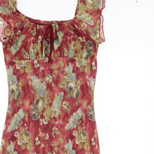 Twik Womens Red Floral Polyester Shift  Size S  Round Neck Pullover