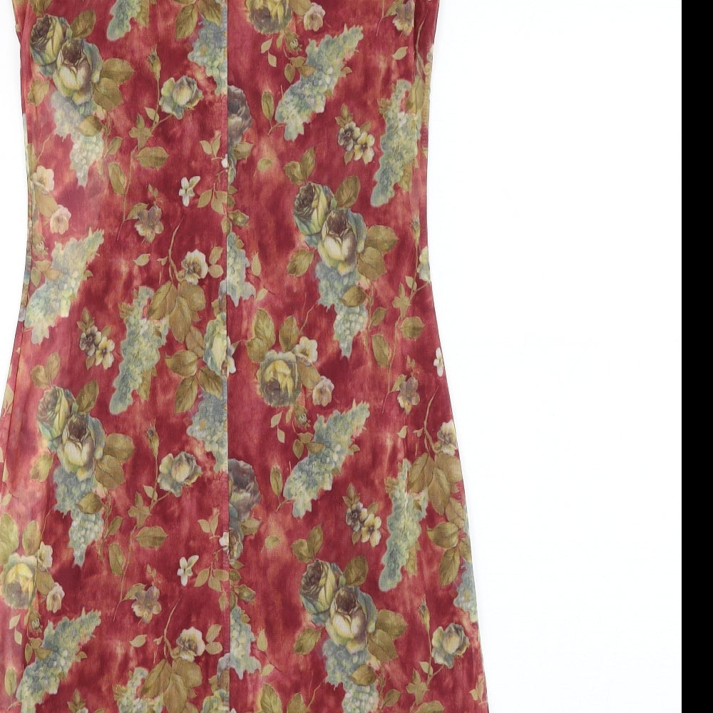 Twik Womens Red Floral Polyester Shift  Size S  Round Neck Pullover