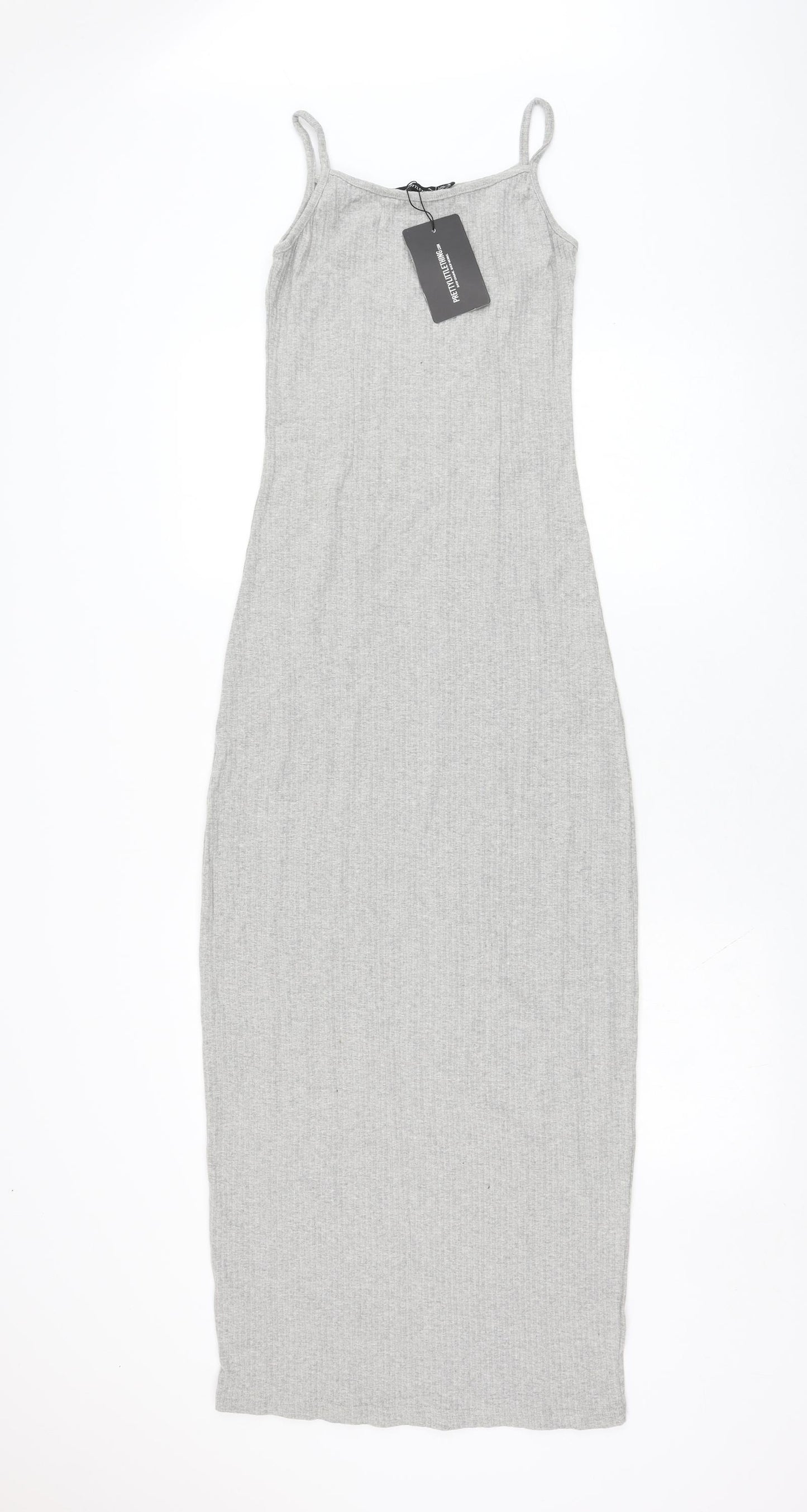 PRETTYLITTLETHING Womens Grey  Polyester Tank Dress  Size 14  Round Neck Pullover