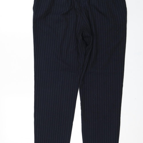 H&M Womens Blue Striped Polyester Trousers  Size 12 L27 in Regular
