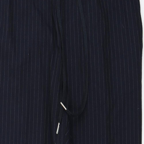 H&M Womens Blue Striped Polyester Trousers  Size 12 L27 in Regular