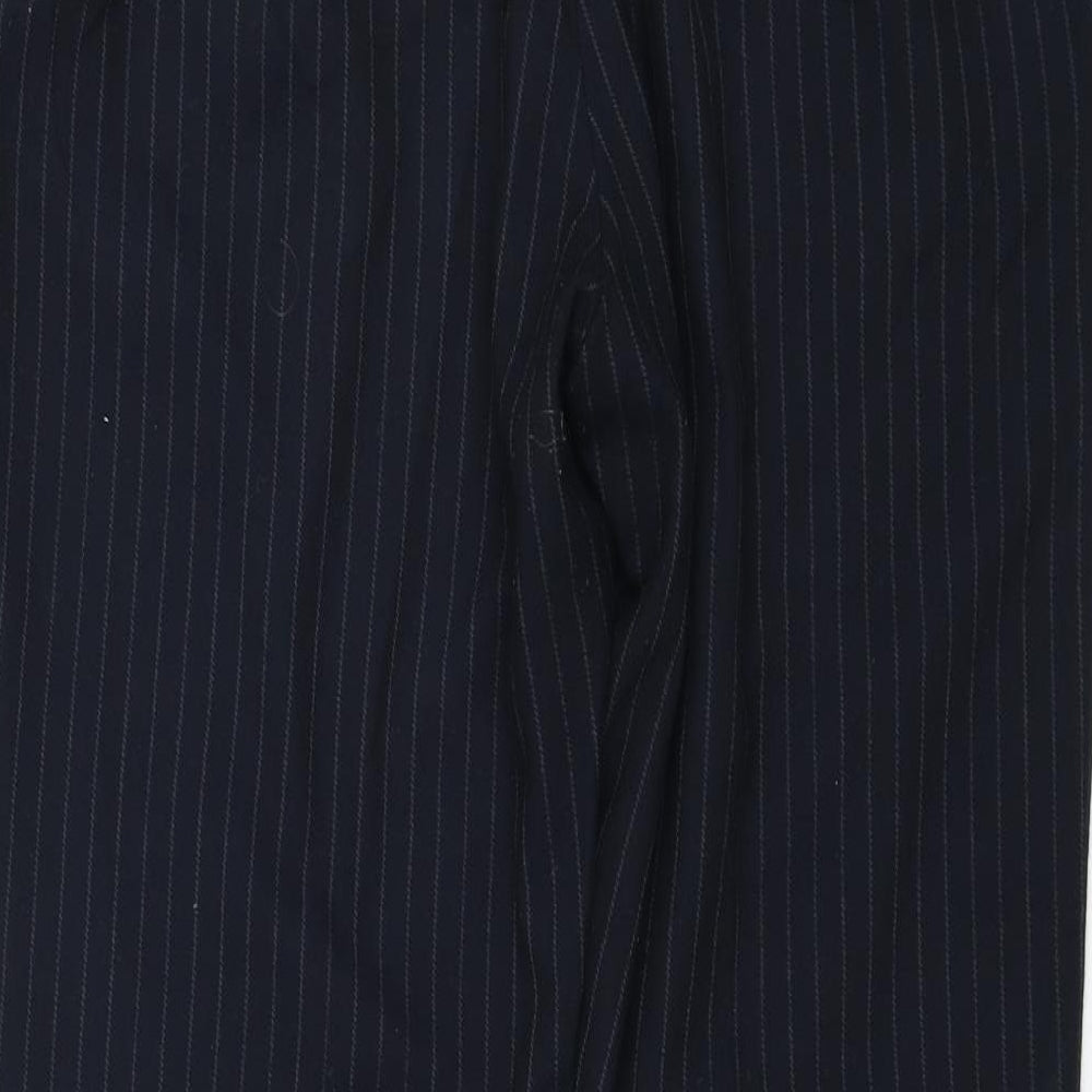 H&M Womens Blue Striped Polyester Trousers  Size 12 L27 in Regular