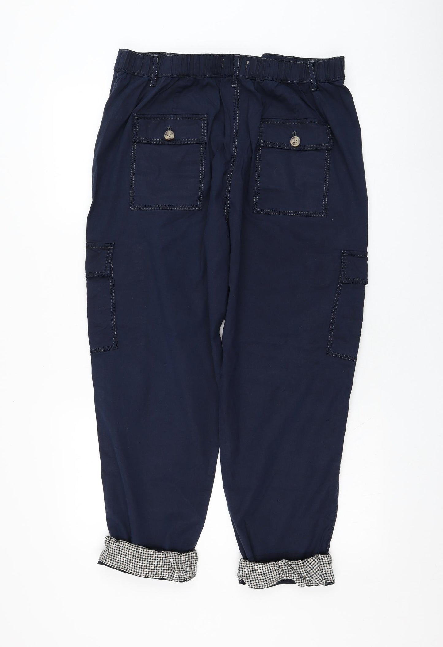 Marks and Spencer Womens Blue  Lyocell Cargo Trousers Size 14 L25 in Regular Zip