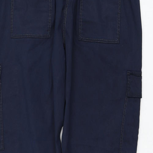 Marks and Spencer Womens Blue  Lyocell Cargo Trousers Size 14 L25 in Regular Zip