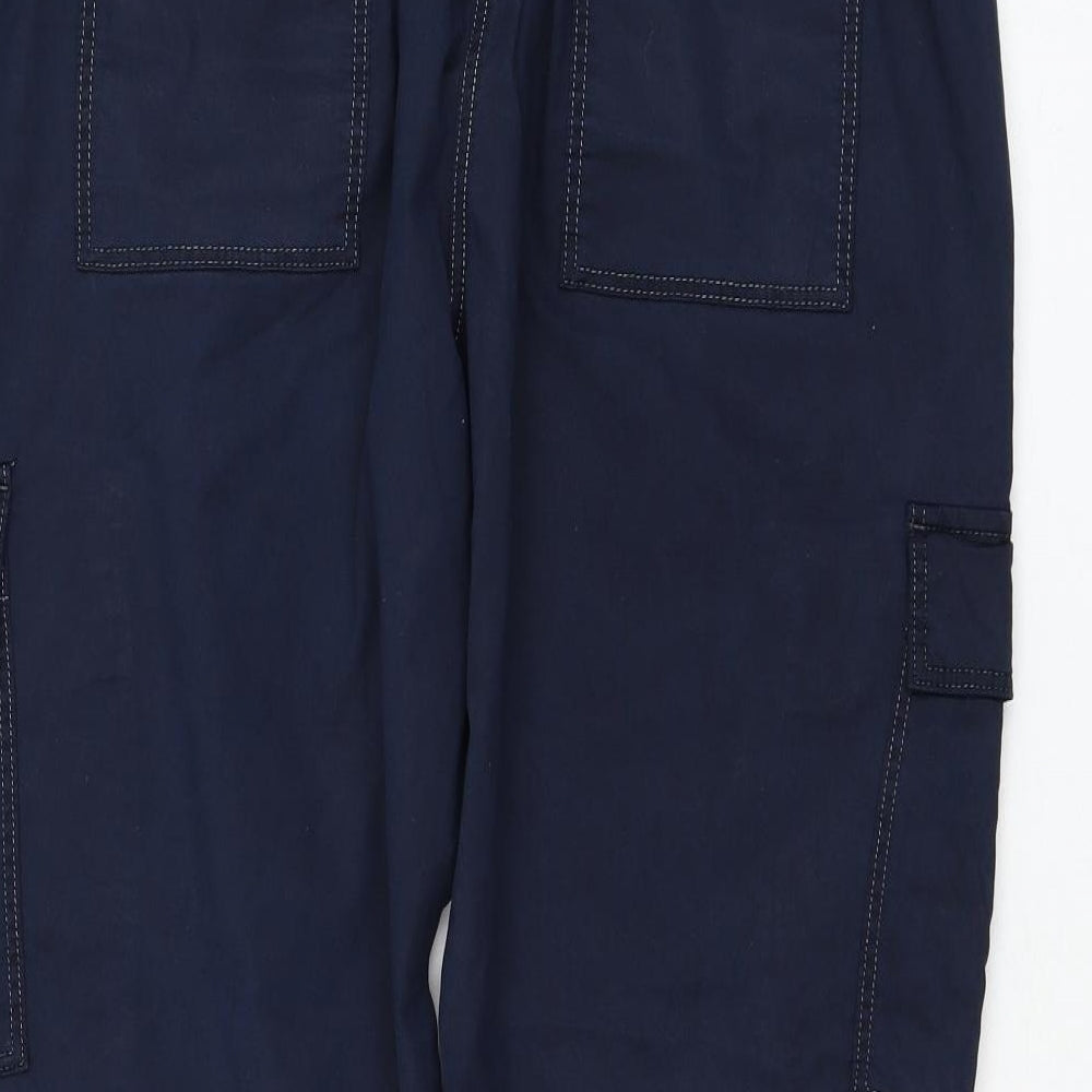 Marks and Spencer Womens Blue  Lyocell Cargo Trousers Size 14 L25 in Regular Zip