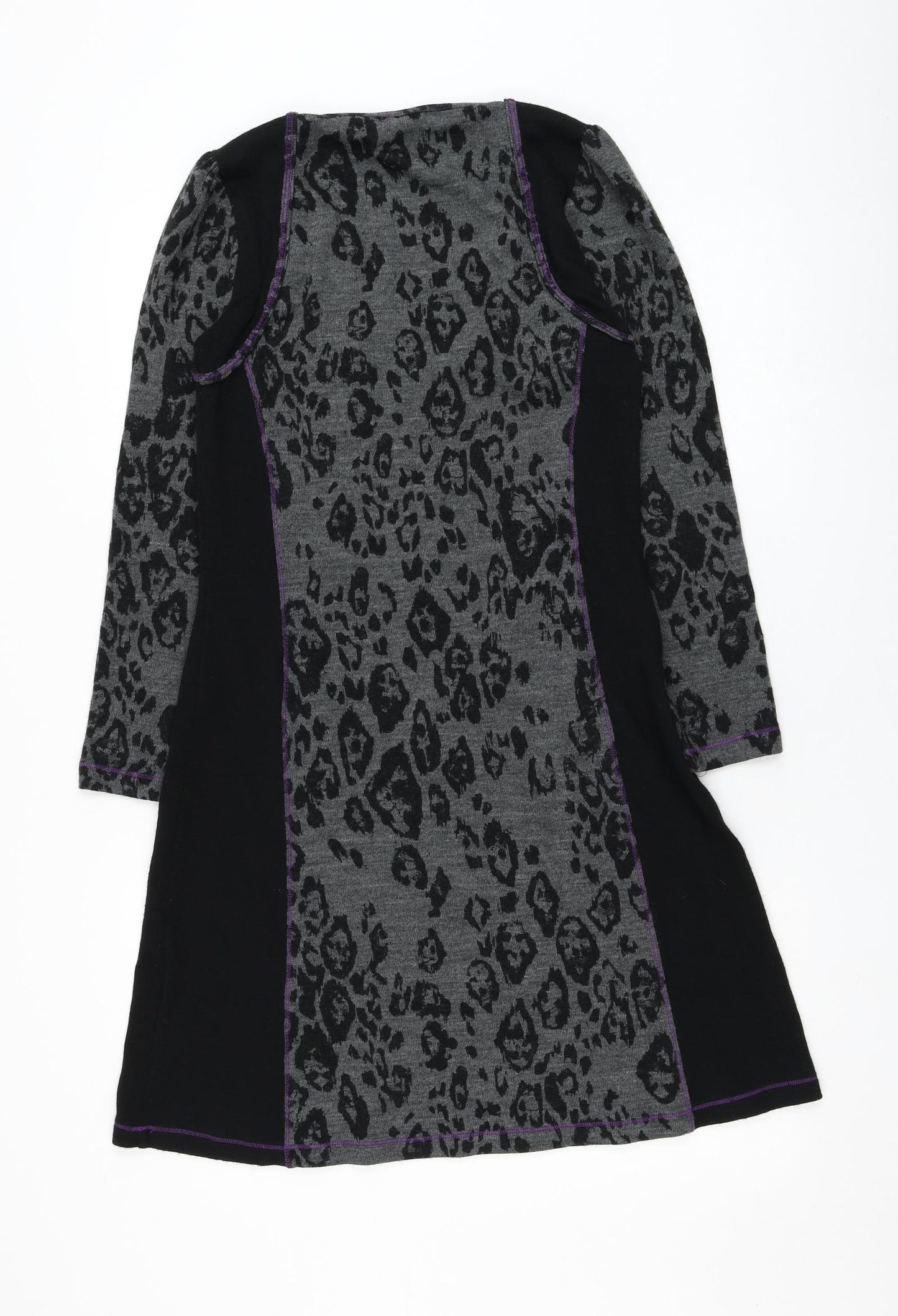 Arianna Womens Black Animal Print Acrylic Jumper Dress  Size S  Square Neck Pullover