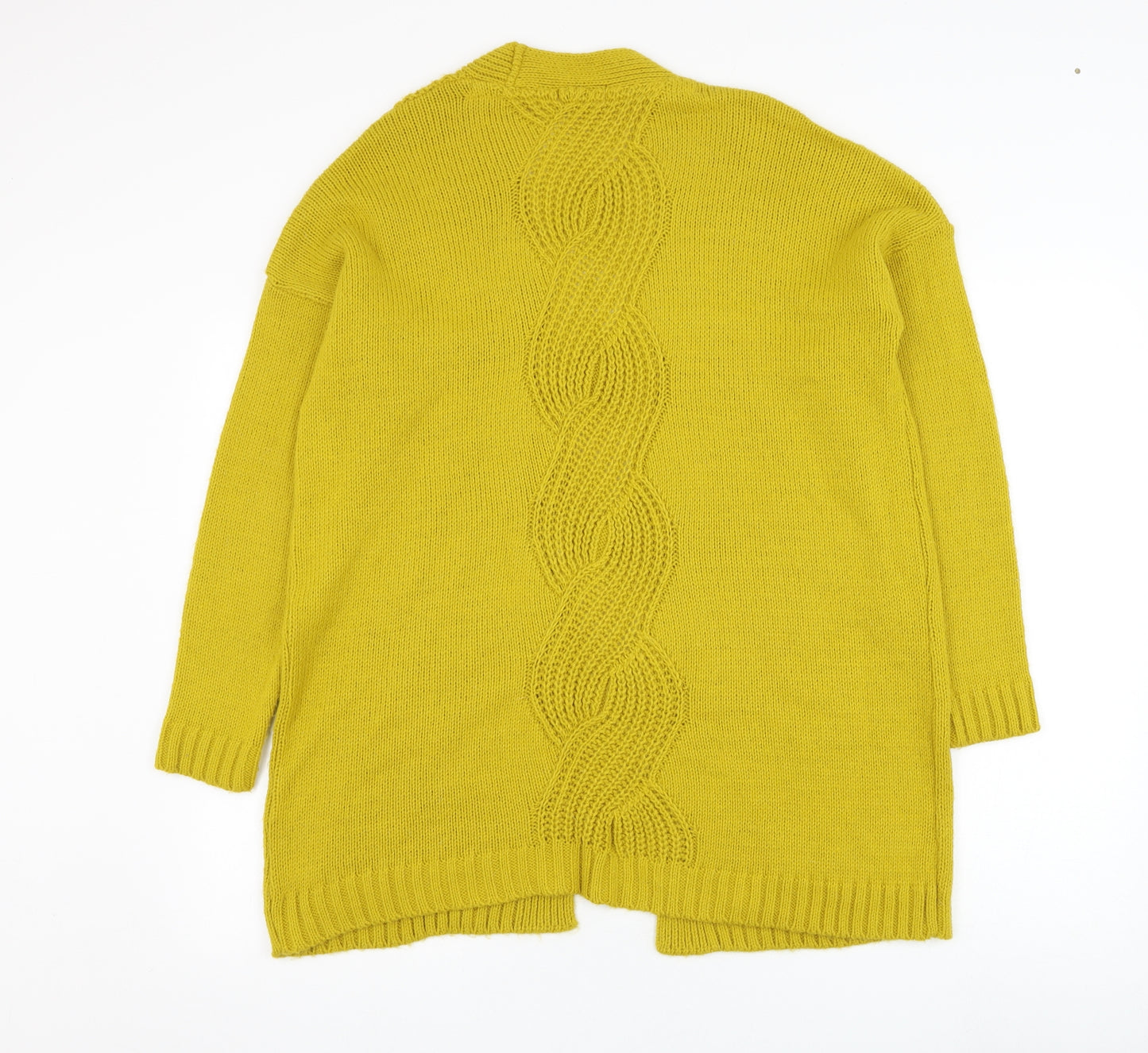 TU Womens Yellow Square Neck  Acrylic Cardigan Jumper Size 12