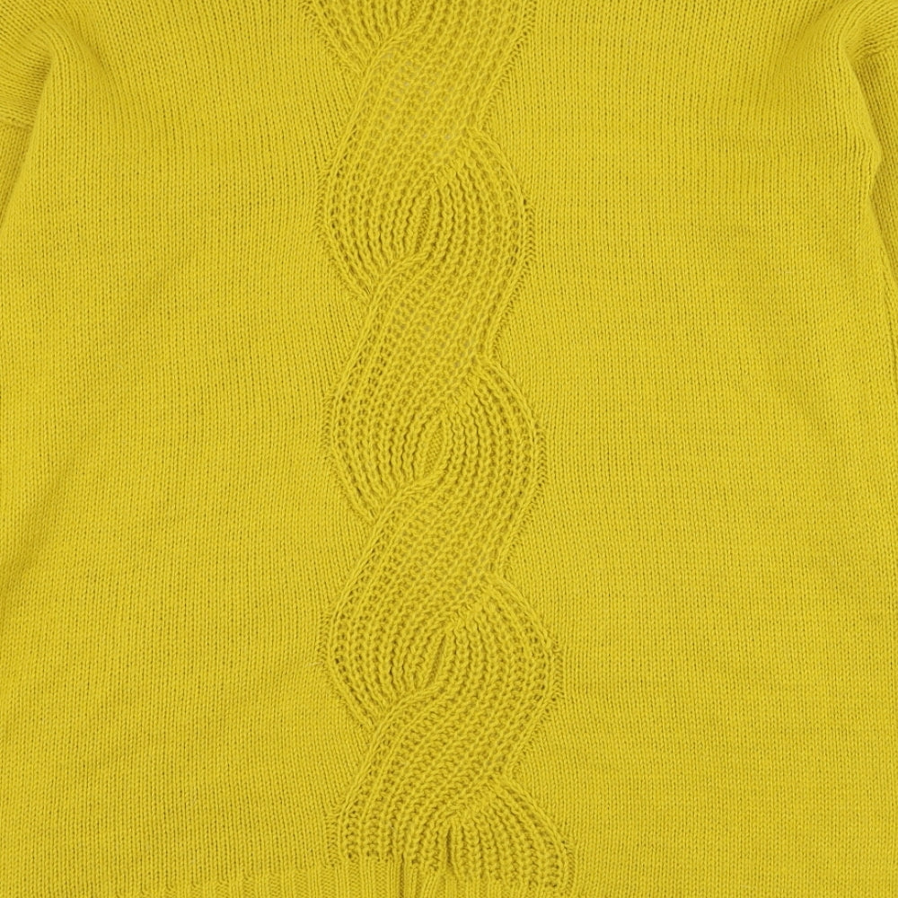 TU Womens Yellow Square Neck  Acrylic Cardigan Jumper Size 12