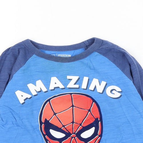 Gap Boys Blue  Cotton Basic T-Shirt Size 3 Years Round Neck Pullover - Spiderman