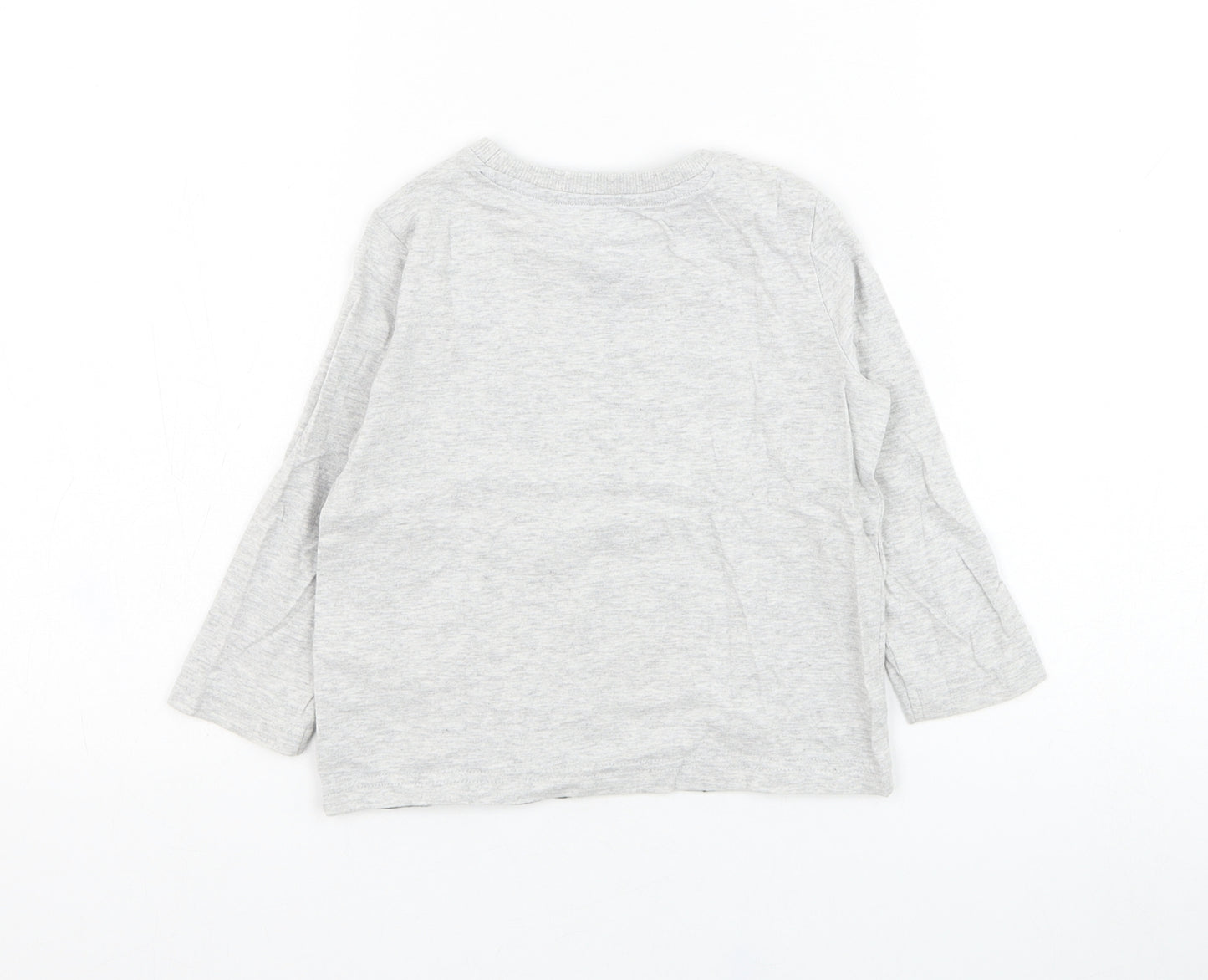 F&F Boys Grey  Cotton Basic T-Shirt Size 2-3 Years Round Neck Pullover - Dinosaur