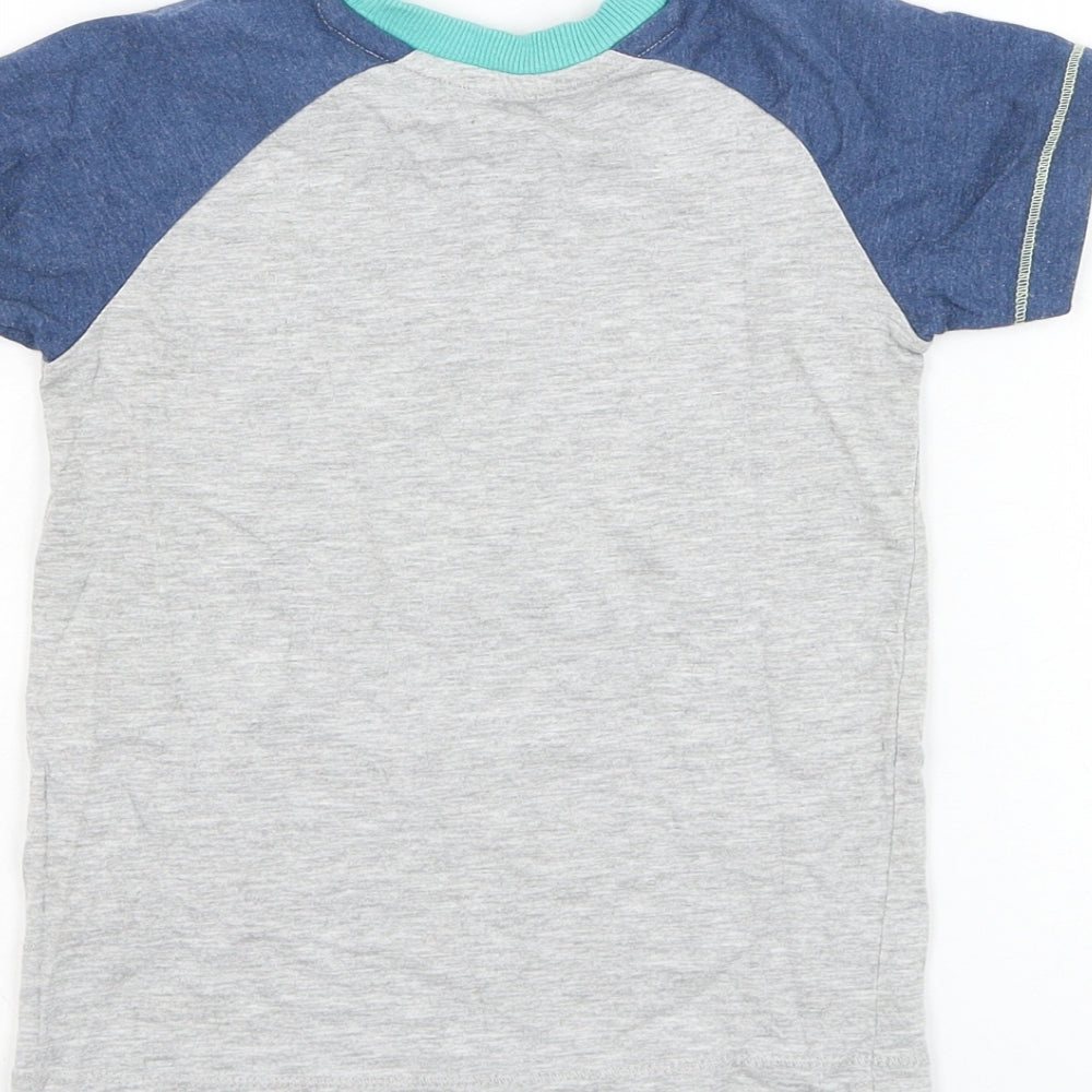 Matalan Boys Grey  Cotton Basic T-Shirt Size 2-3 Years Round Neck Pullover - Alligator