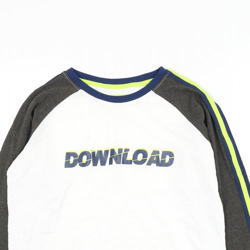 Matalan Boys White  Cotton Basic T-Shirt Size 12 Years Round Neck Pullover - Download
