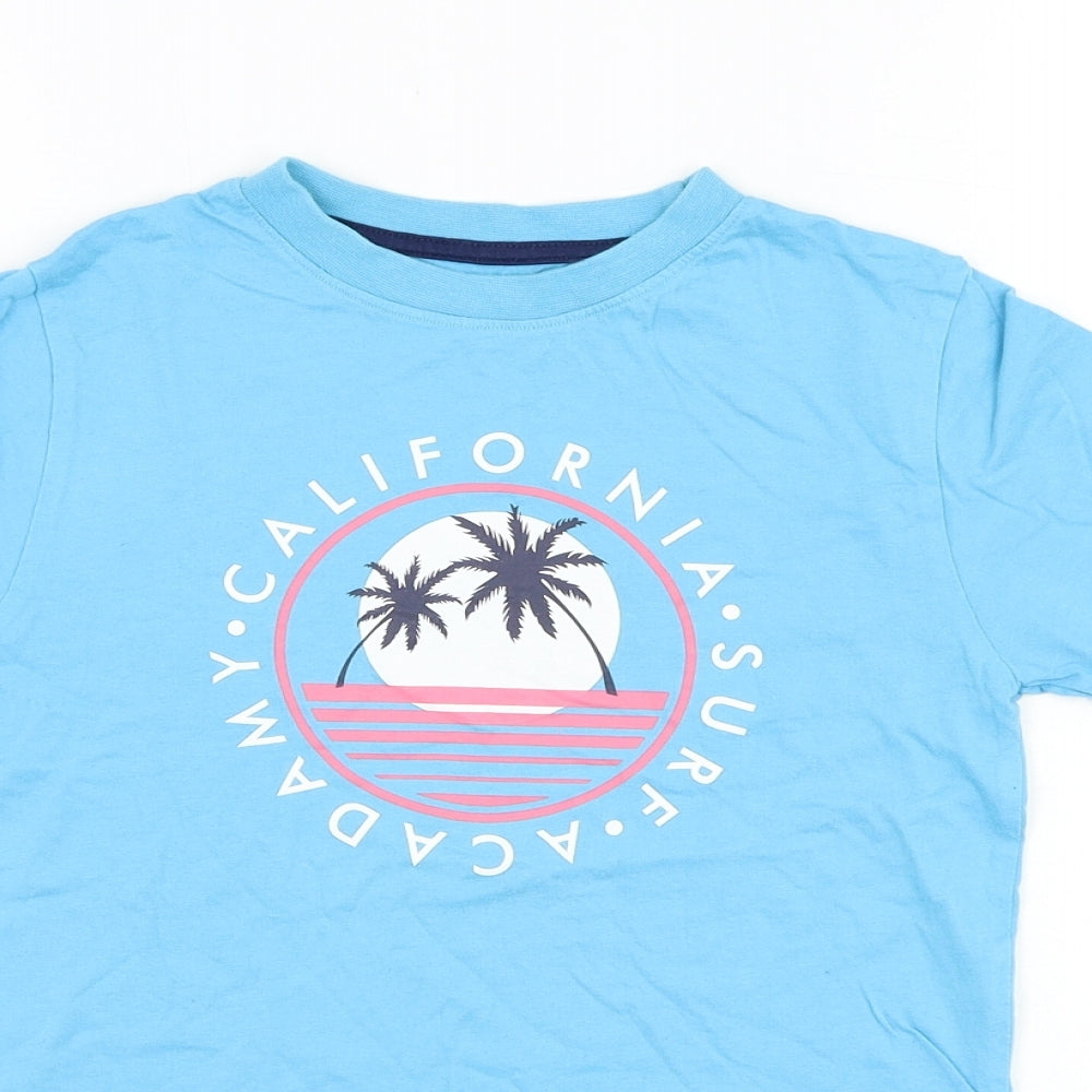 Primark Boys Blue  Cotton Basic T-Shirt Size 8-9 Years Round Neck Pullover - California