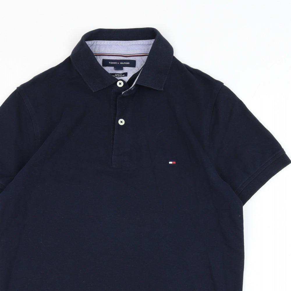 Tommy Hilfiger Mens Blue  Cotton  Polo Size S Collared Pullover