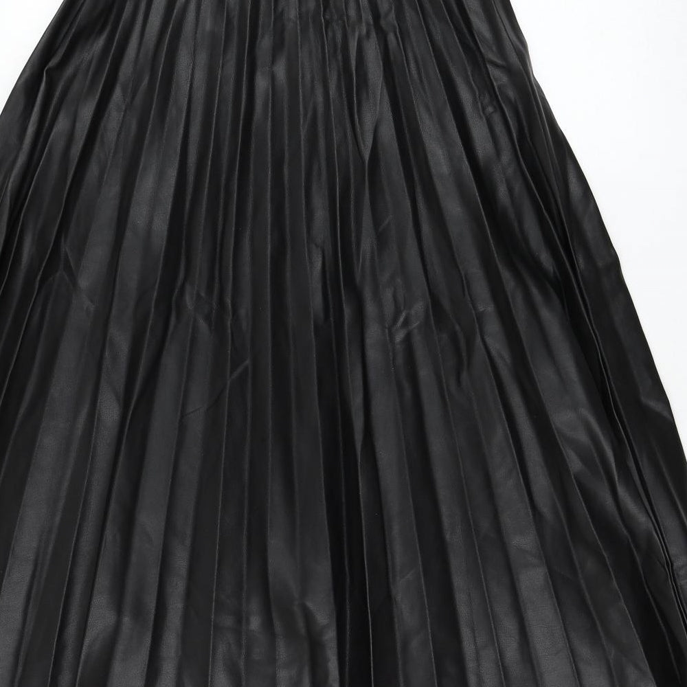 Primark Womens Black  Polyester Skater Skirt Size 4   Zip