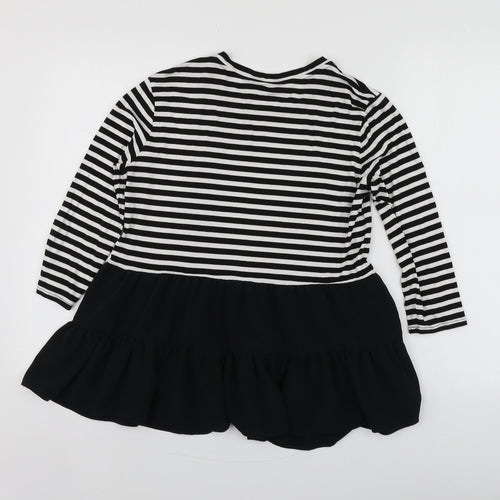 Dorothy Perkins Womens Black Striped Viscose Basic T-Shirt Size 10 Round Neck