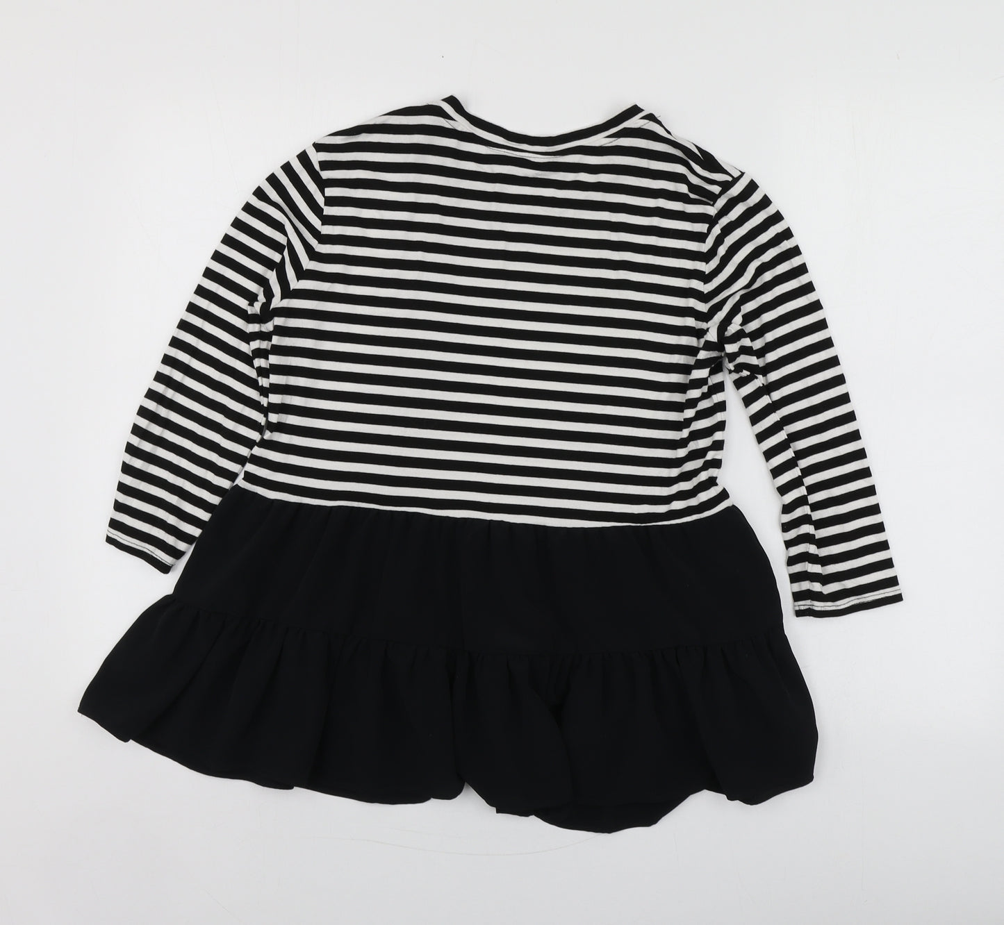 Dorothy Perkins Womens Black Striped Viscose Basic T-Shirt Size 10 Round Neck