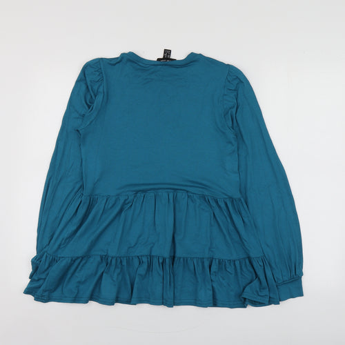 New Look Womens Blue  Viscose Basic T-Shirt Size 8 Round Neck