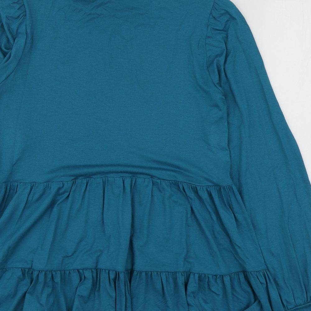 New Look Womens Blue  Viscose Basic T-Shirt Size 8 Round Neck