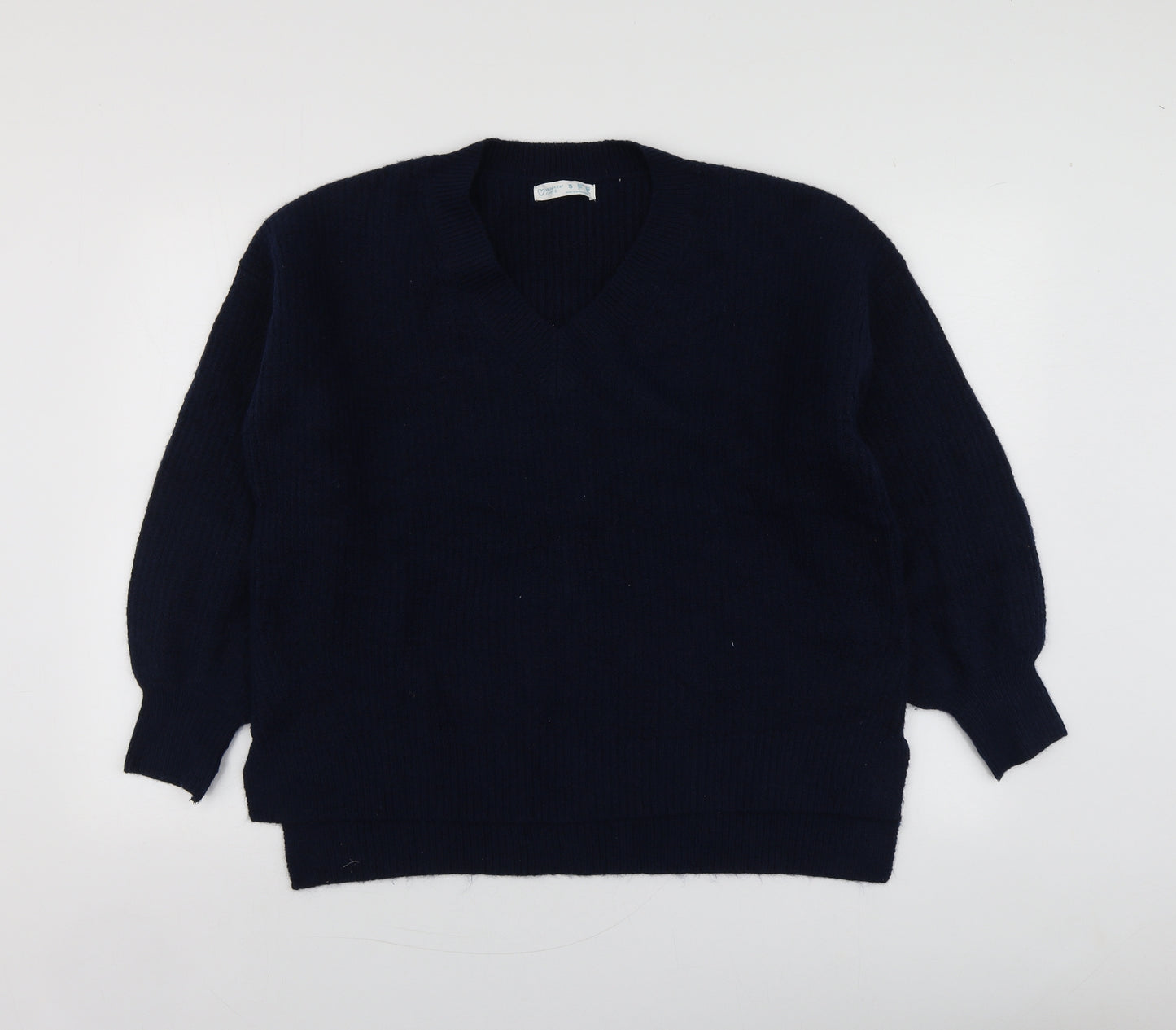 Priamrk Womens Blue V-Neck  Polyester Pullover Jumper Size S