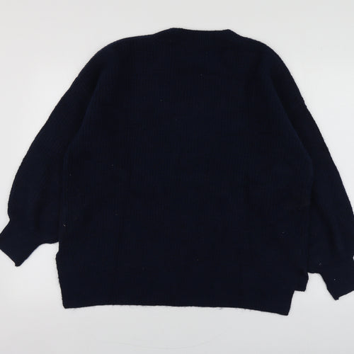 Priamrk Womens Blue V-Neck  Polyester Pullover Jumper Size S