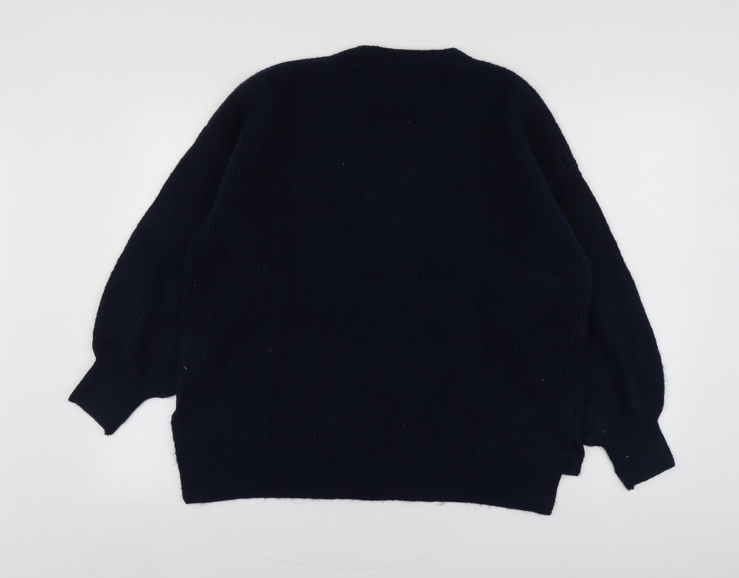 Priamrk Womens Blue V-Neck  Polyester Pullover Jumper Size S