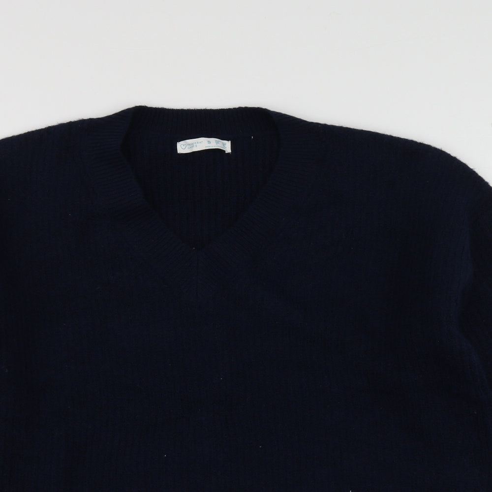 Priamrk Womens Blue V-Neck  Polyester Pullover Jumper Size S