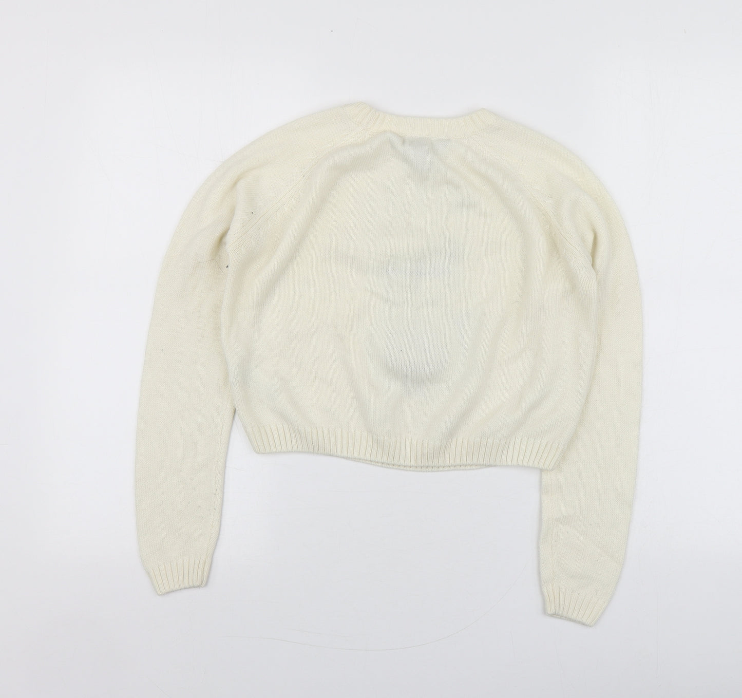 New Look Girls Ivory Round Neck Geometric Acrylic Pullover Jumper Size 10-11 Years   - Santa Jumper