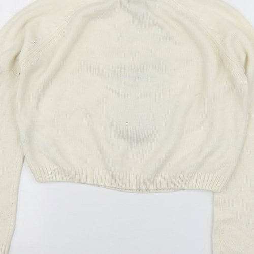 New Look Girls Ivory Round Neck Geometric Acrylic Pullover Jumper Size 10-11 Years   - Santa Jumper