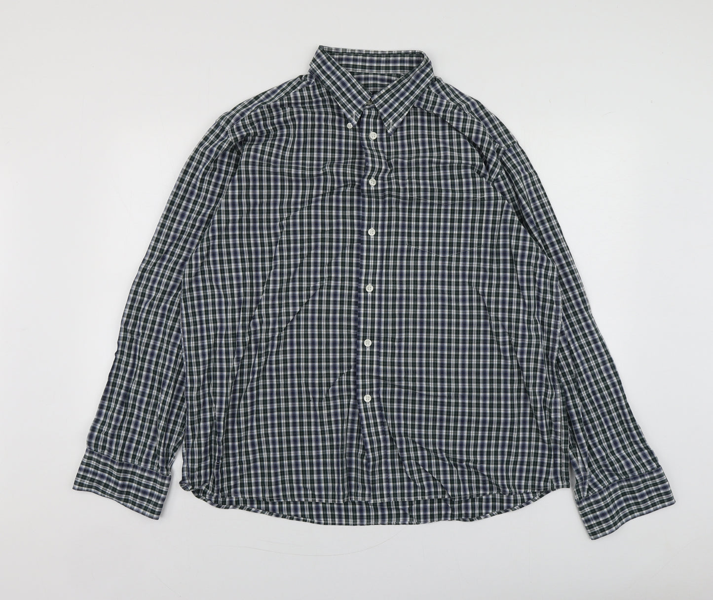 Blue Harbour Mens Multicoloured Plaid Cotton  Button-Up Size XL Collared