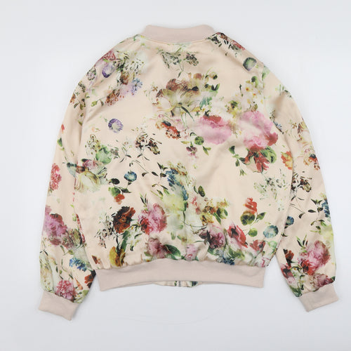 New Look Womens Pink Floral Polyester Full Zip Hoodie Size 14